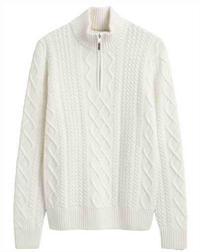 Gant - Cable Knit Half Zip - Cream